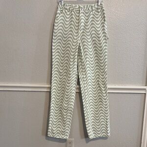 PacSun Wavy Patterned 90’s BF Carpenter Jeans in Green and White